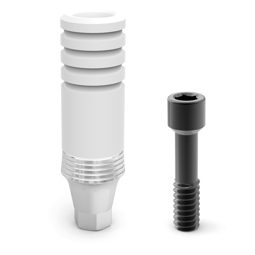 Mechanised base abutment + Castable abutment. Conical connection
